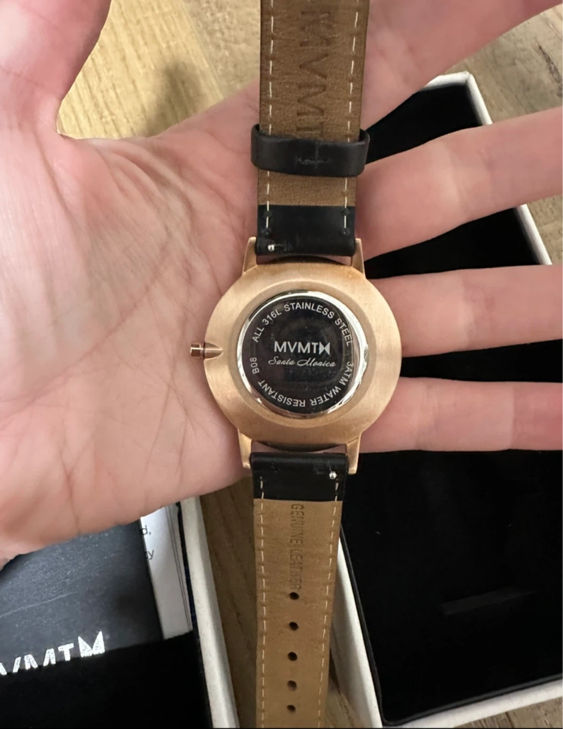 MVMNT Rose Gold Watch with Black Leather Band - photo 3