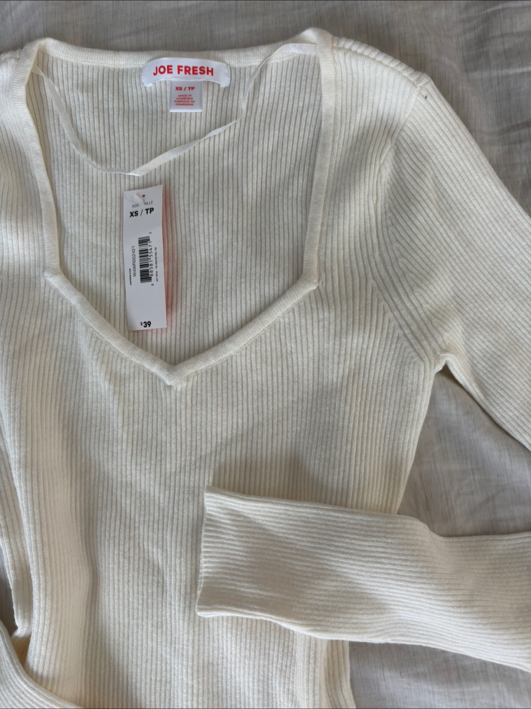 Joe Fresh Cream Ribbed Knit Sweater XS/TP - photo 2