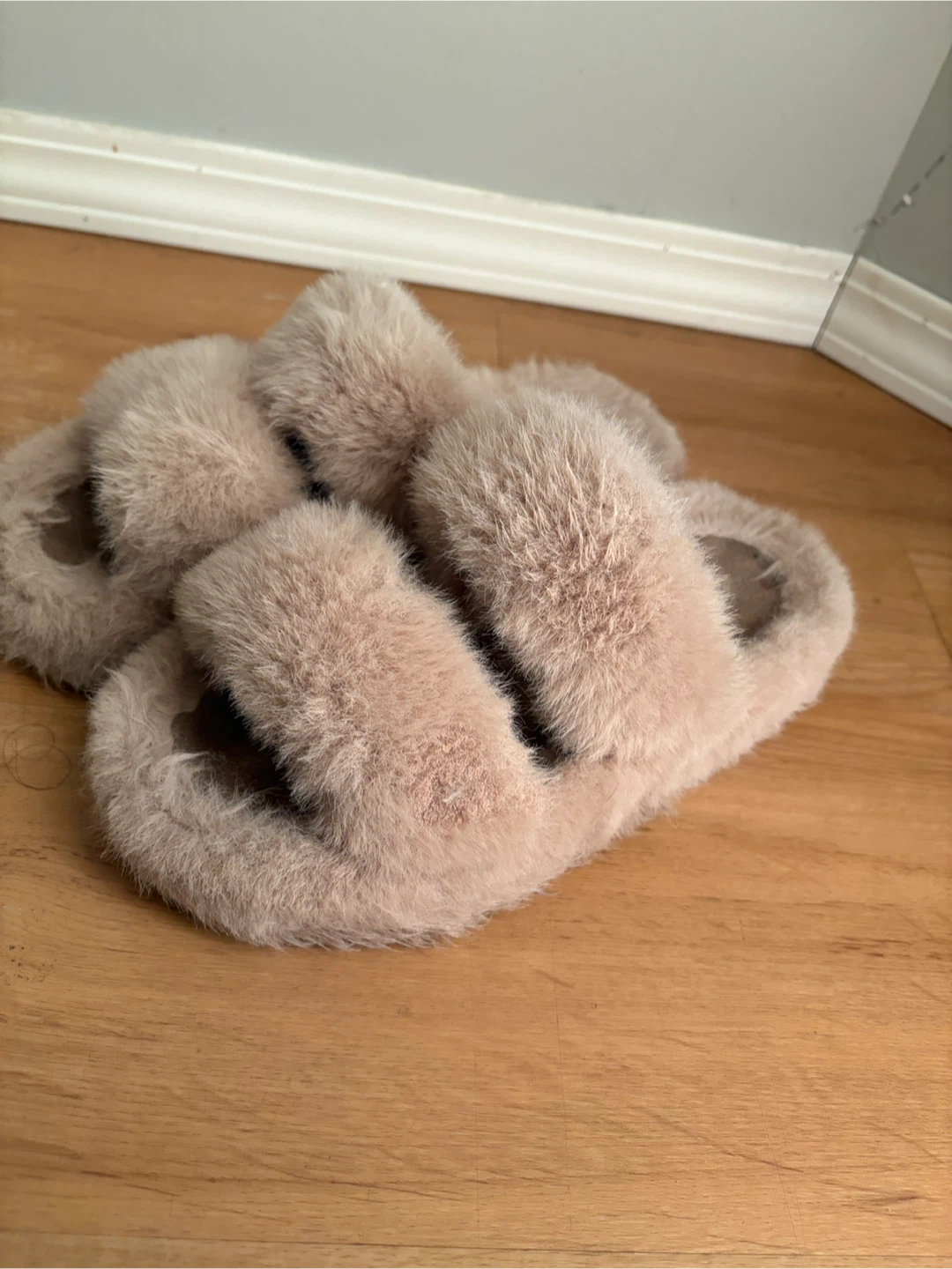 Faux Fur Slide Slippers - Beige - photo 2