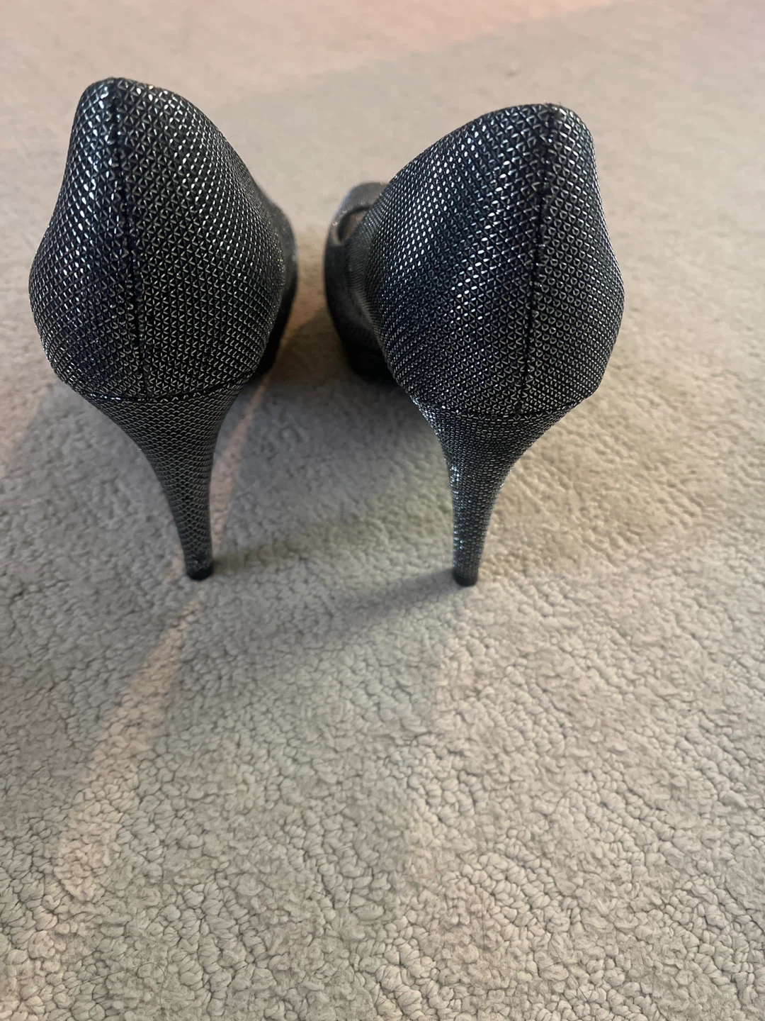 Fergalicious Peep Toe Heels - Silver Glitter - photo 2