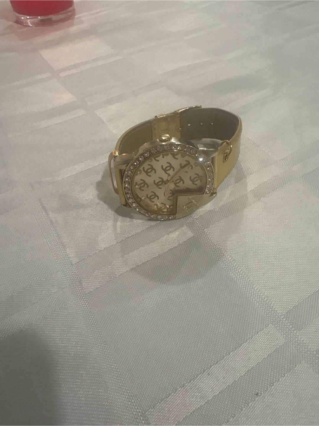 Gold Tone Watch with CC Logo Dial