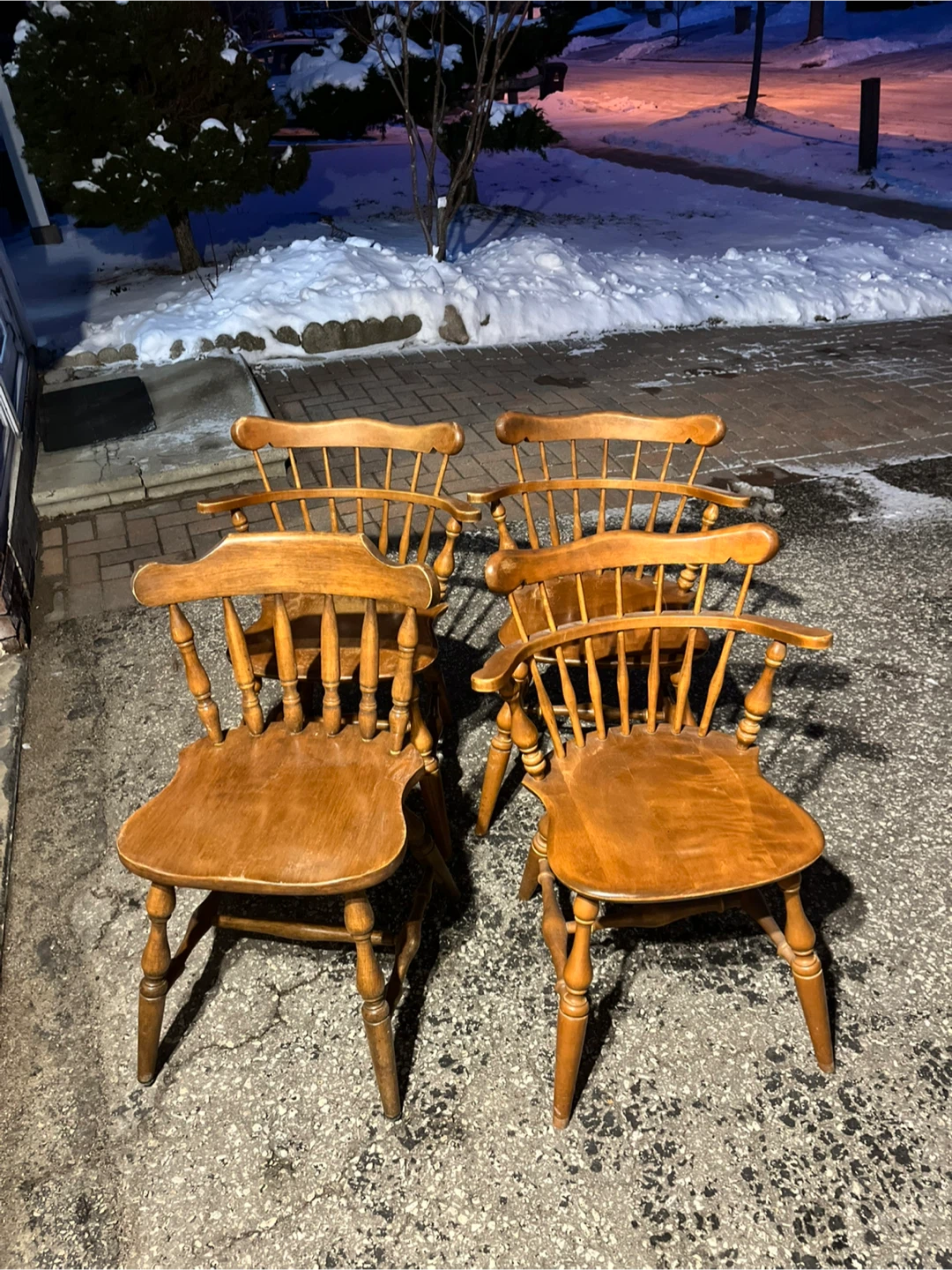 Set of 4 Wooden Dining Chairs