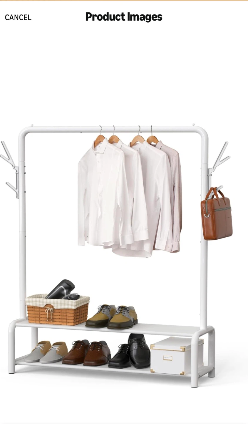 White Garment Rack with Two Shelves - photo 4