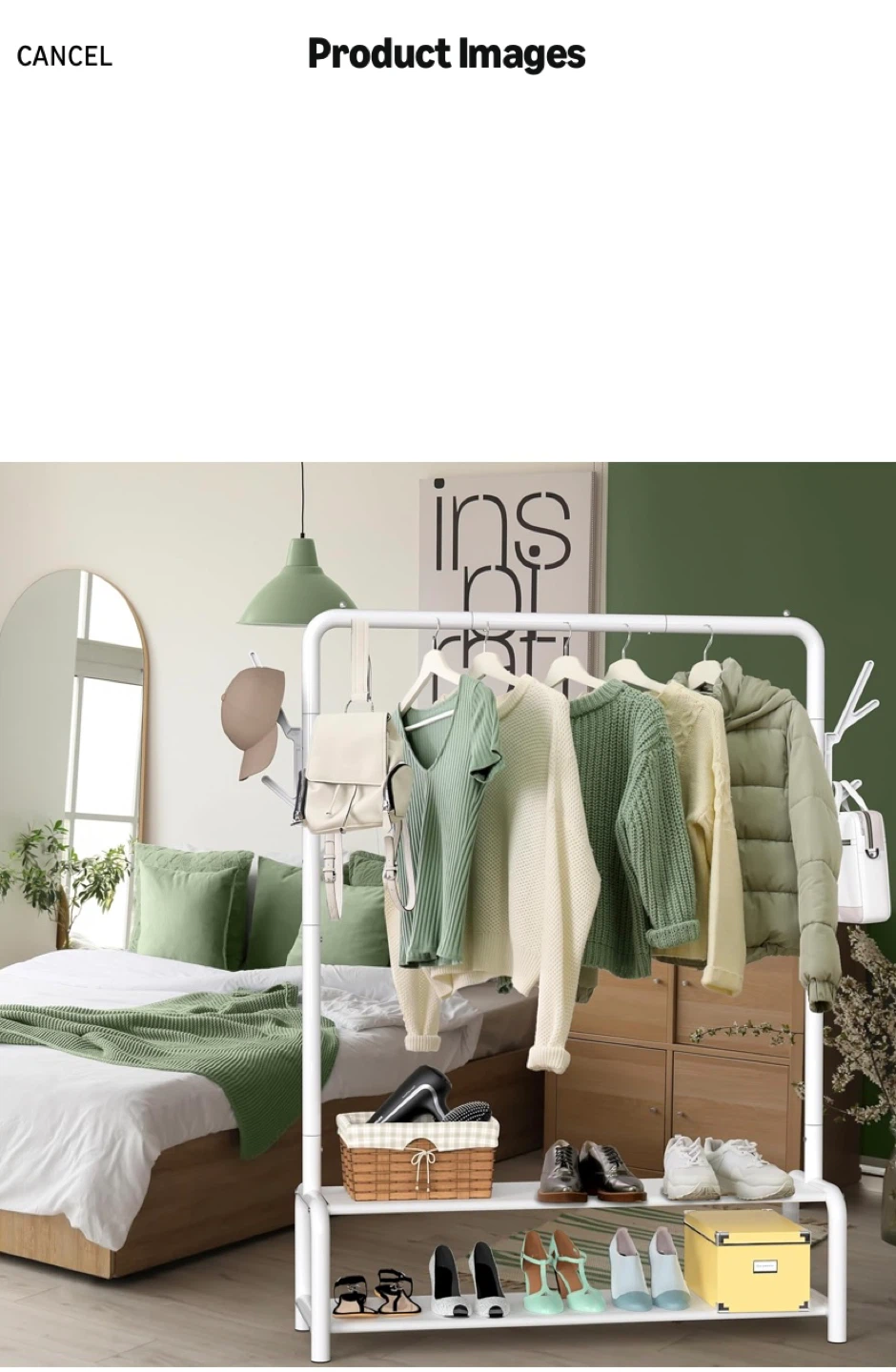 White Garment Rack with Two Shelves - photo 2