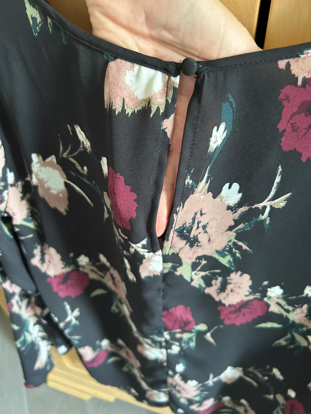 Women's Floral Print Blouse with Bell Sleeves - Size L - photo 3