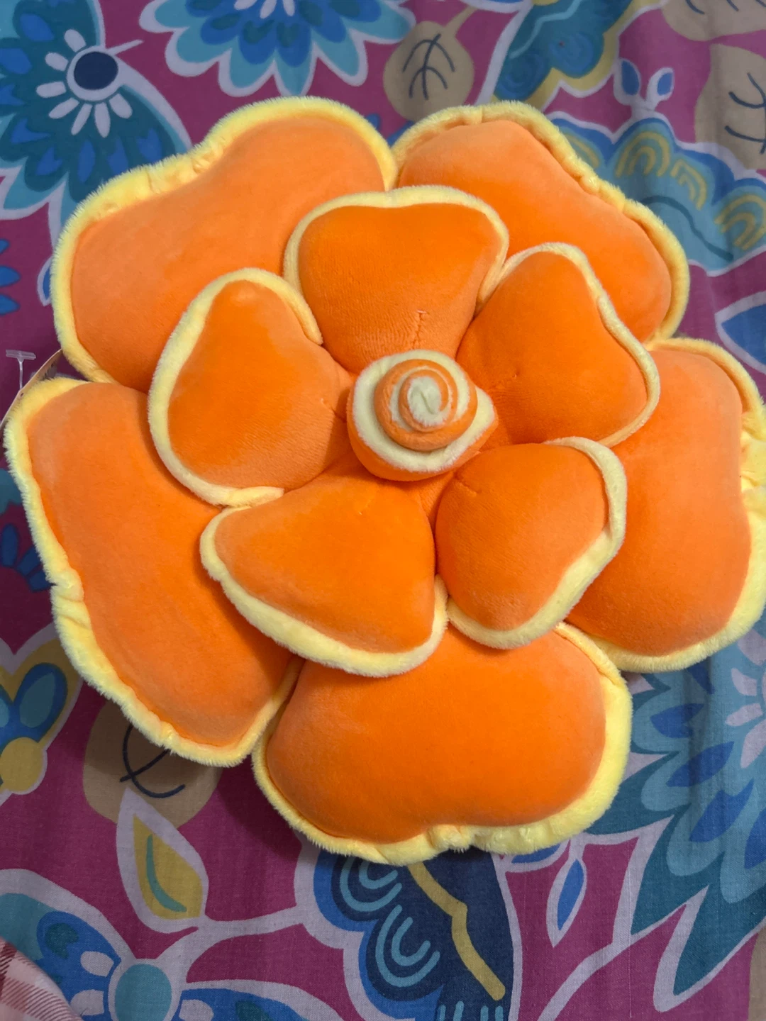 Orange and Yellow Flower Plush Pillow