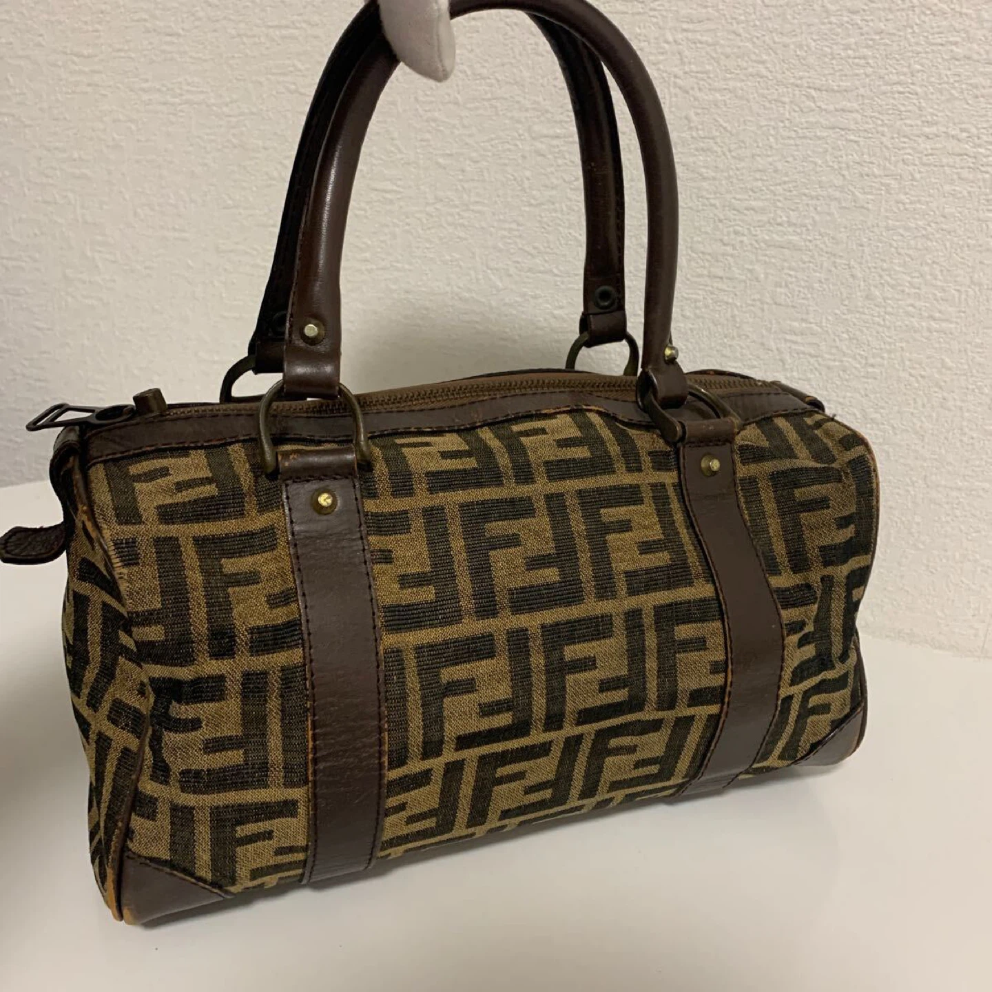 Fendi Zucca Pattern Boston vintage Bag