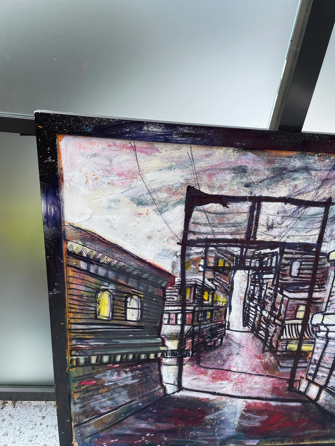 Ken Foster Urban Alley Cityscape Painting Moody Industrial - photo 3