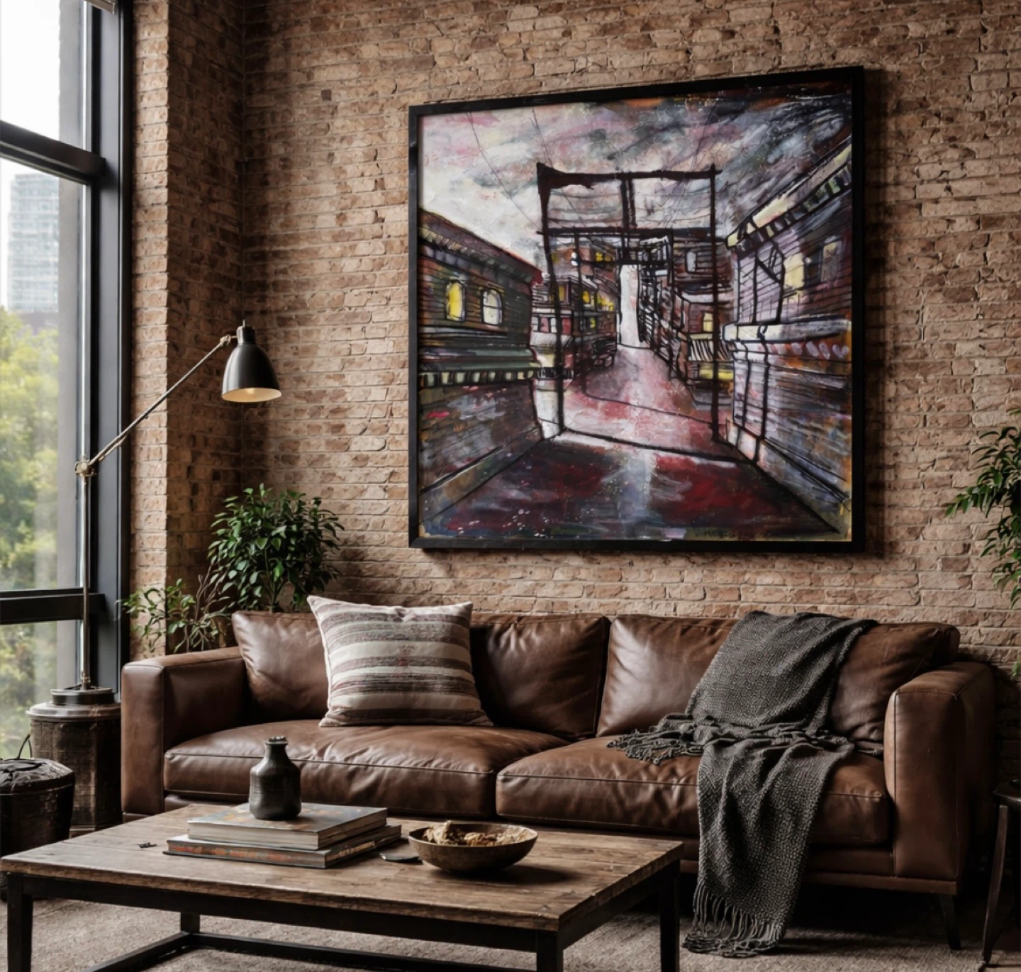 Ken Foster Urban Alley Cityscape Painting Moody Industrial