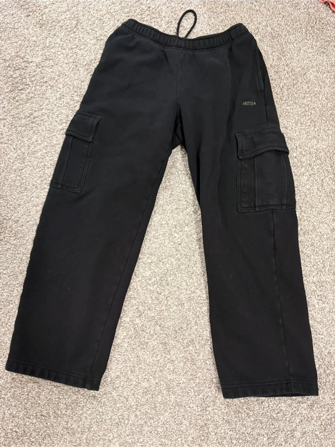 Aritzia Sweatfleece Cargo Pants Black Size S Short
