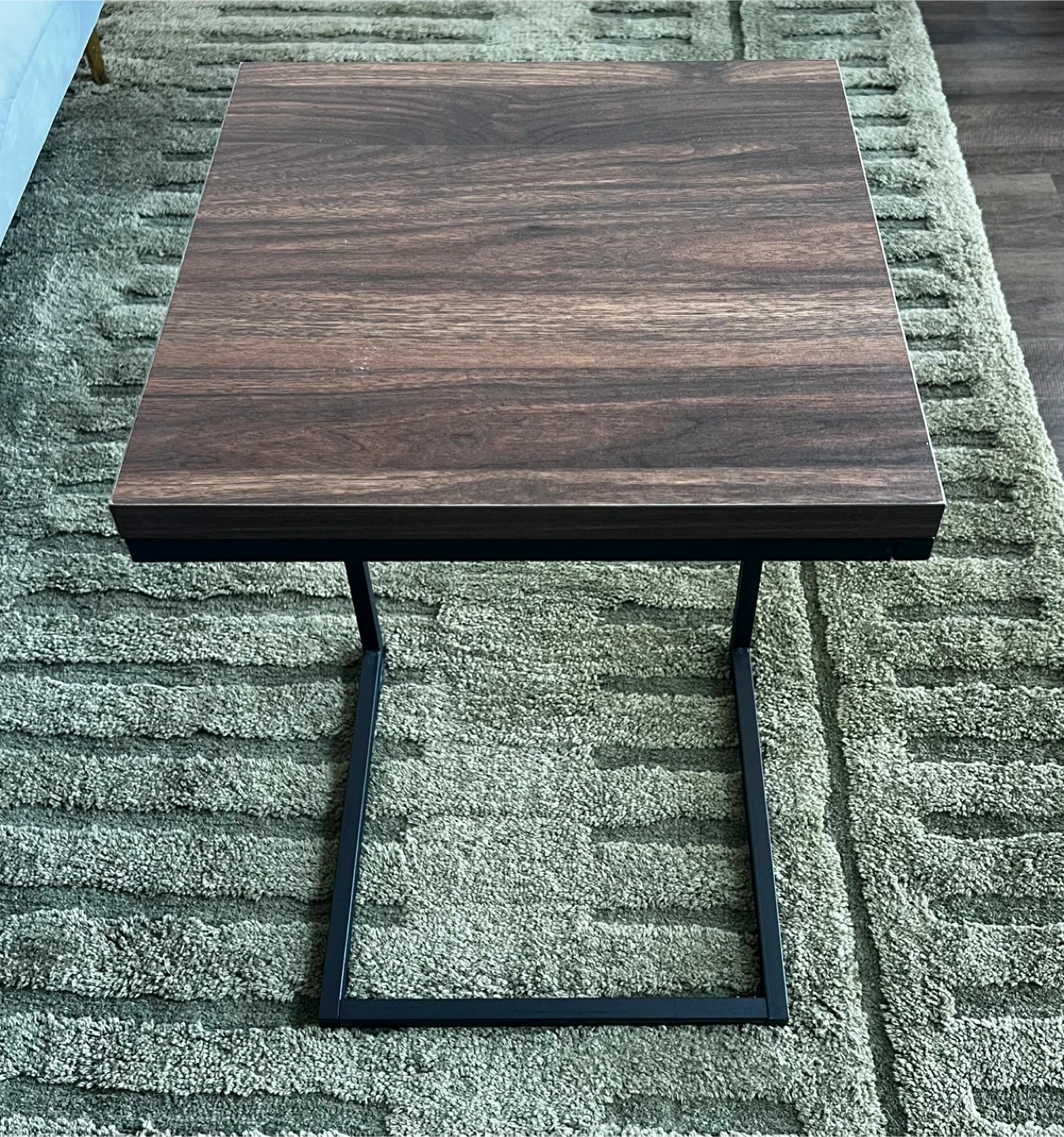 Set of 2 C-Shape Side Tables — Walnut Finish  & Black Metal - photo 3