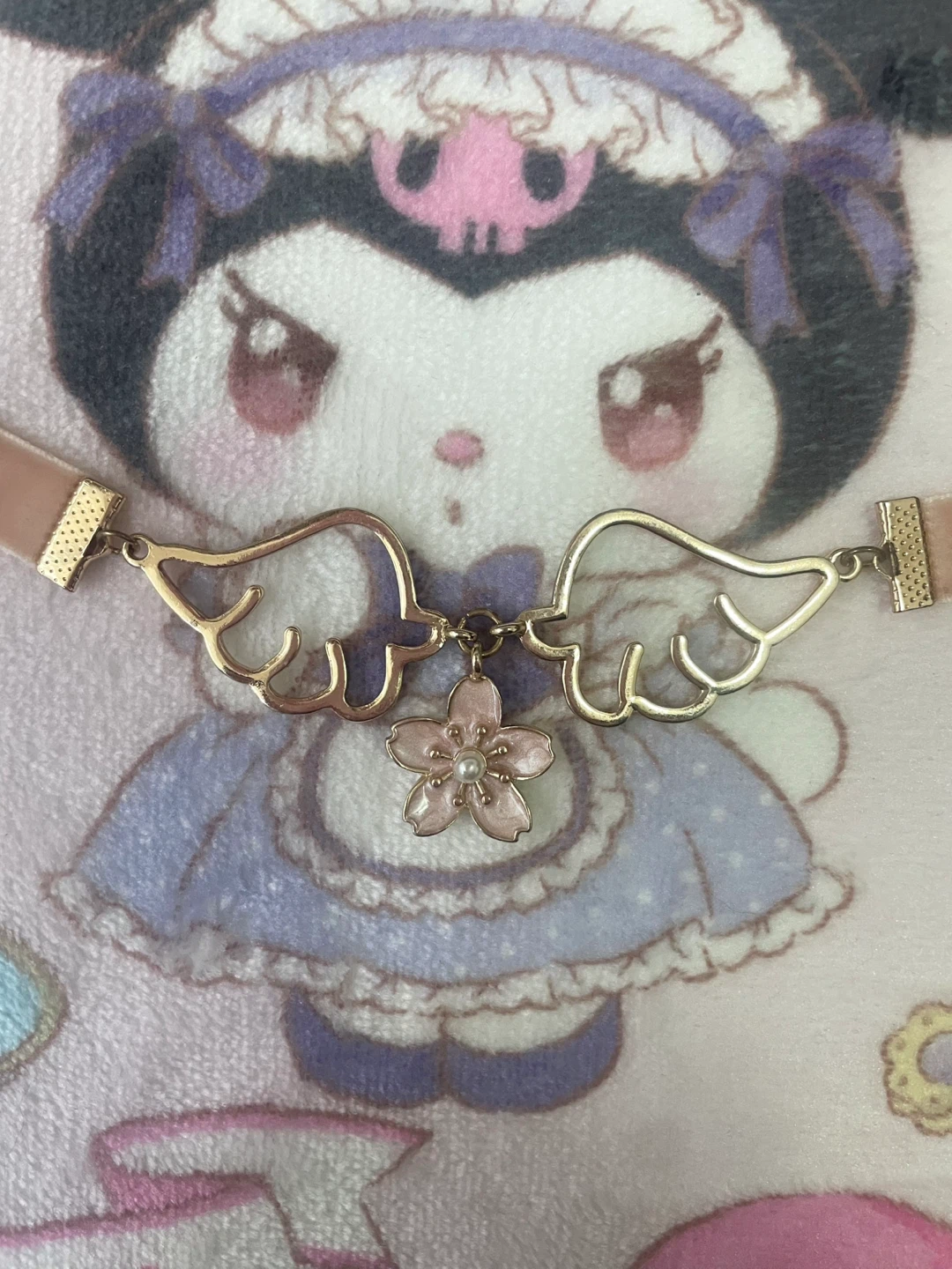 Cute Kawaii Choker Necklace with Cherry Blossom Charm
