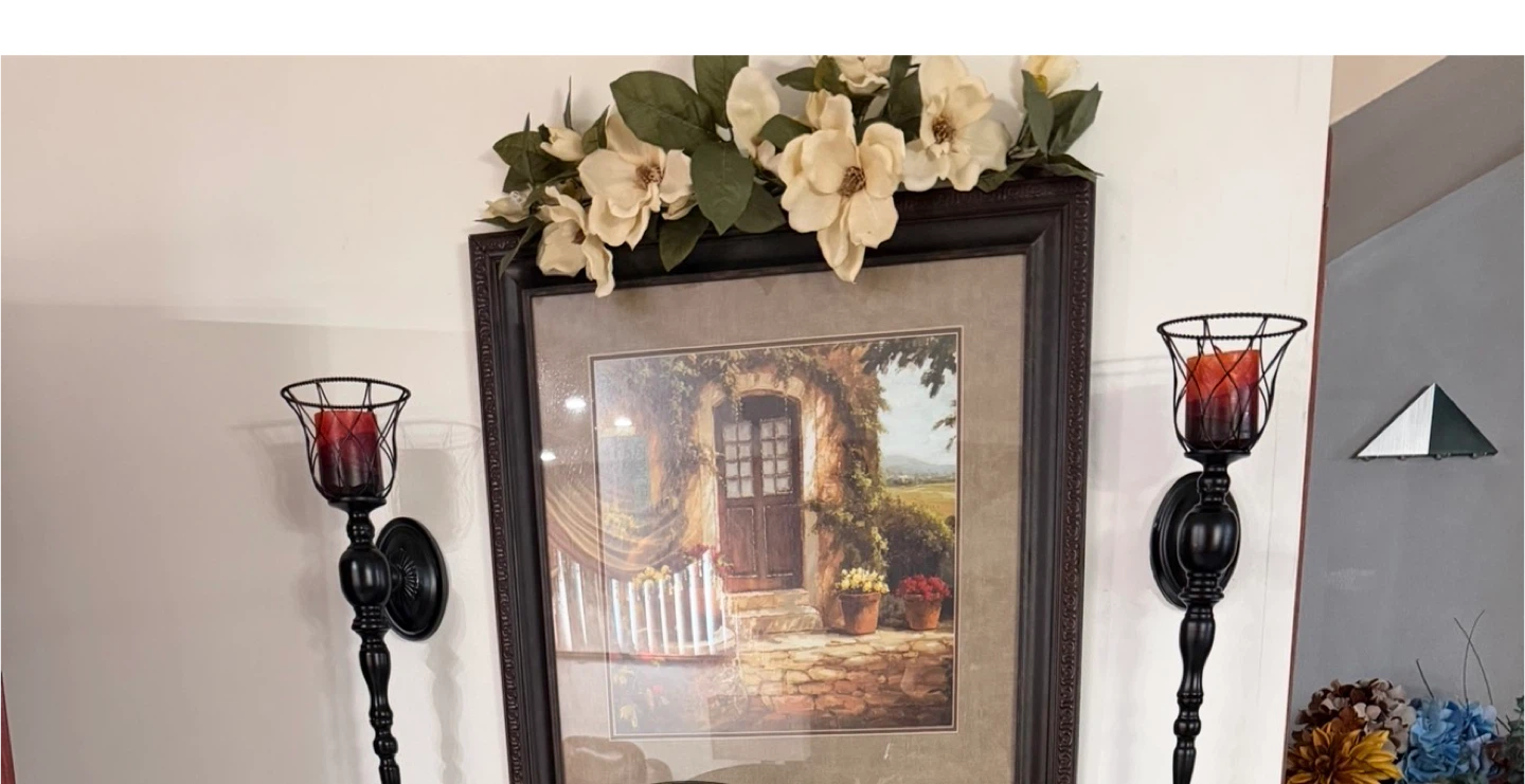 Wall Sconce Candle Holder with Vintage Artwork