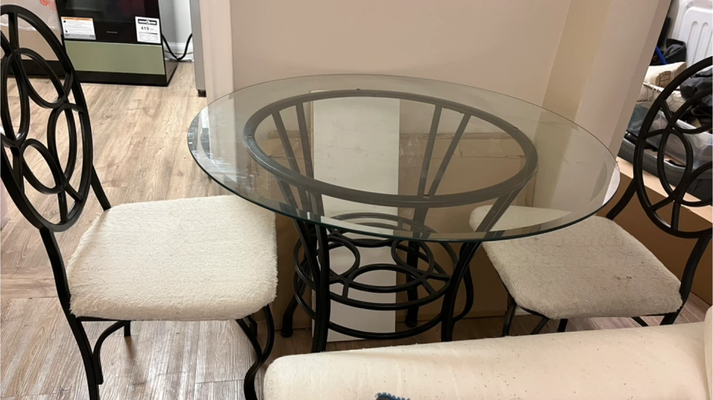 Bowring Glass top dining set with 2 chairs