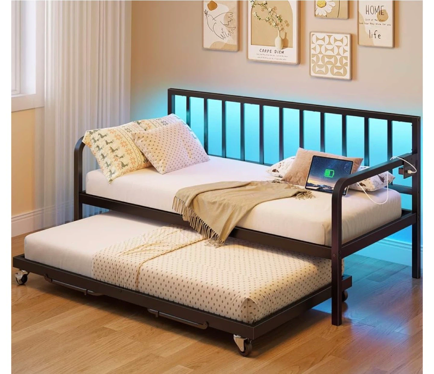 Black Metal Daybed with LED Lights - photo 3