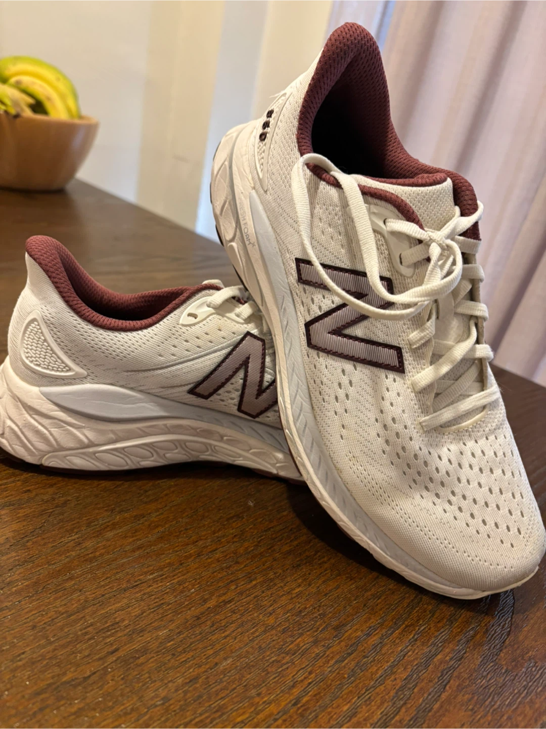 New Balance Fresh Foam Running Shoes White Burgundy Size 8 - photo 2