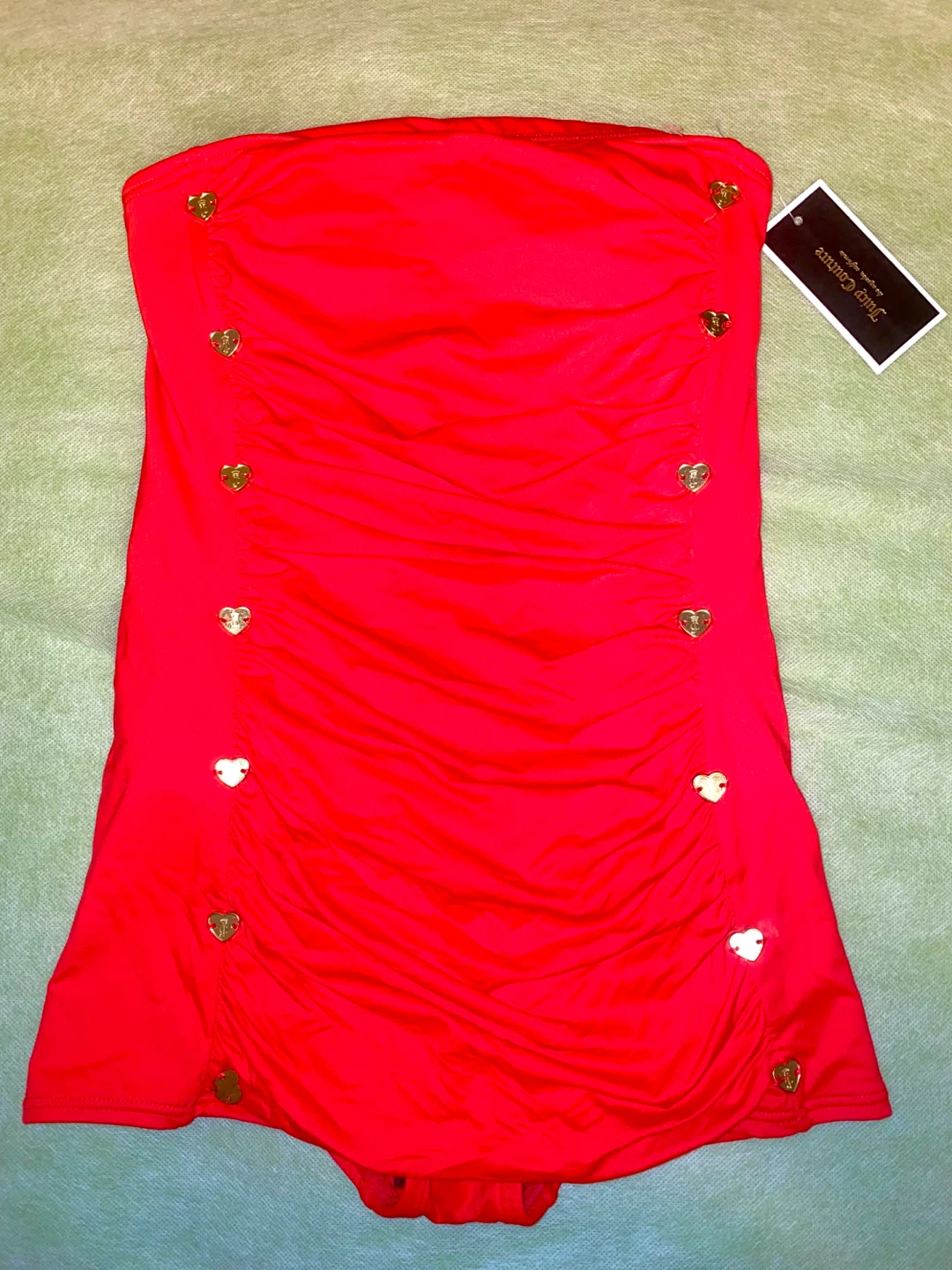 Juicy Couture Red Bandeau Swimdress - XS