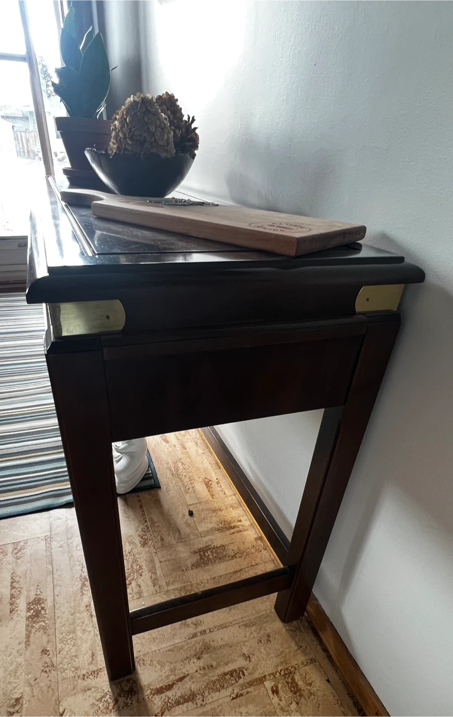 Solid Wood Entry Console Table | Brass Accents - photo 4