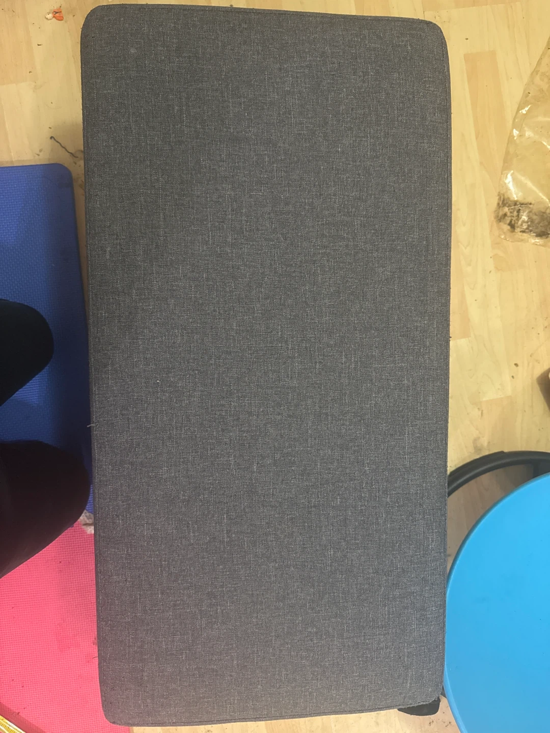 Grey Storage Ottoman Bench with Wheels - photo 2