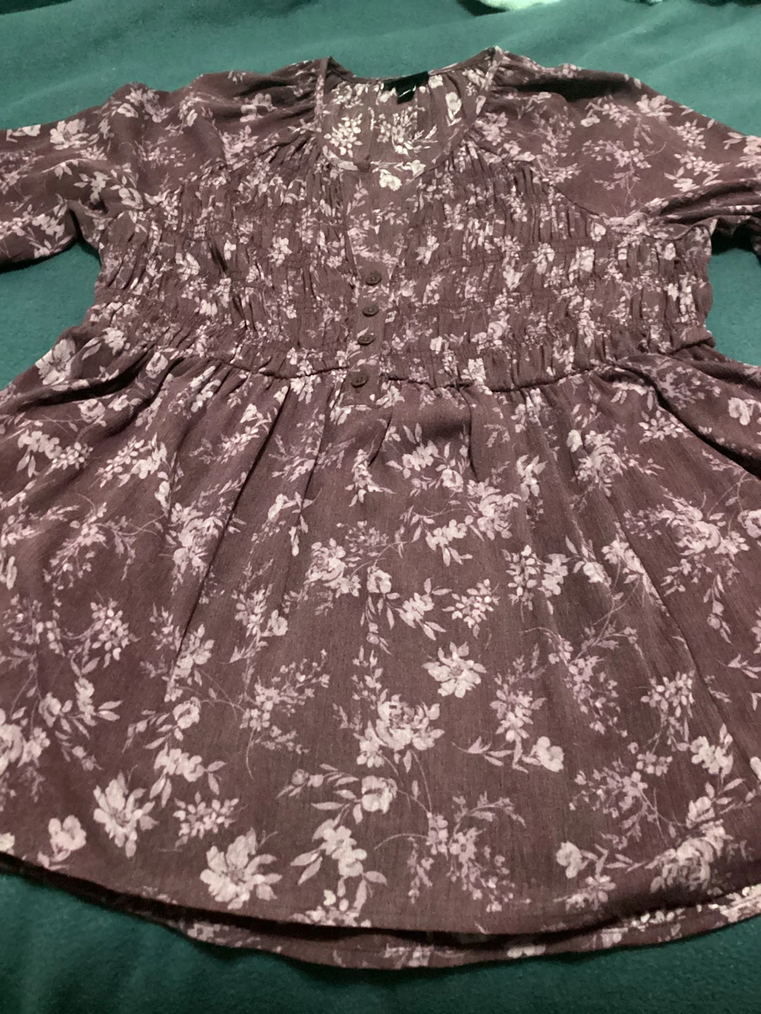 Torrid Floral Smocked V-Neck Top - photo 2