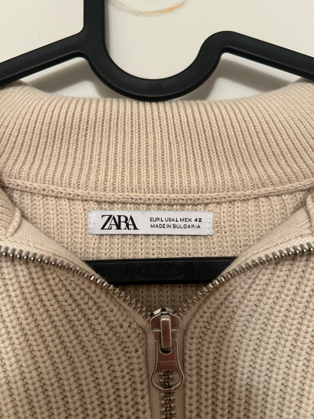 ZARA Beige Half-Zip Knit Sweater - Size L - photo 3