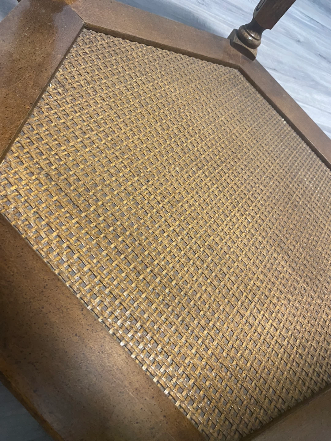 Hexagonal End Table with Glass Top - photo 2