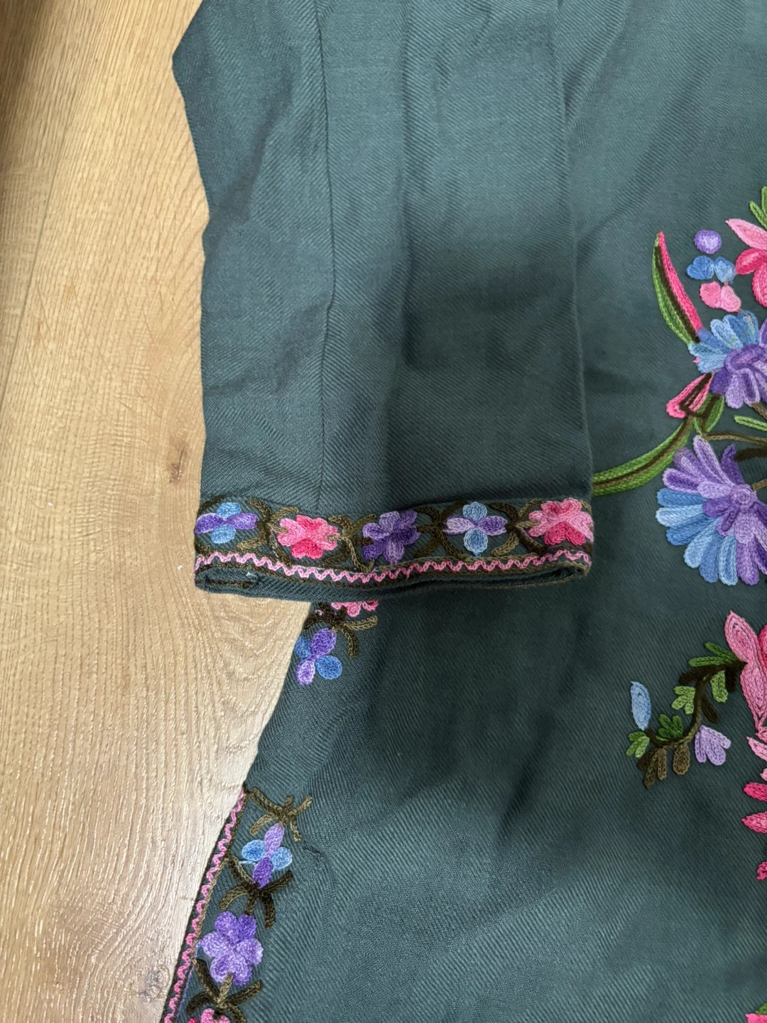 Stylish Dark Grey Floral Embroidered Kur - photo 5