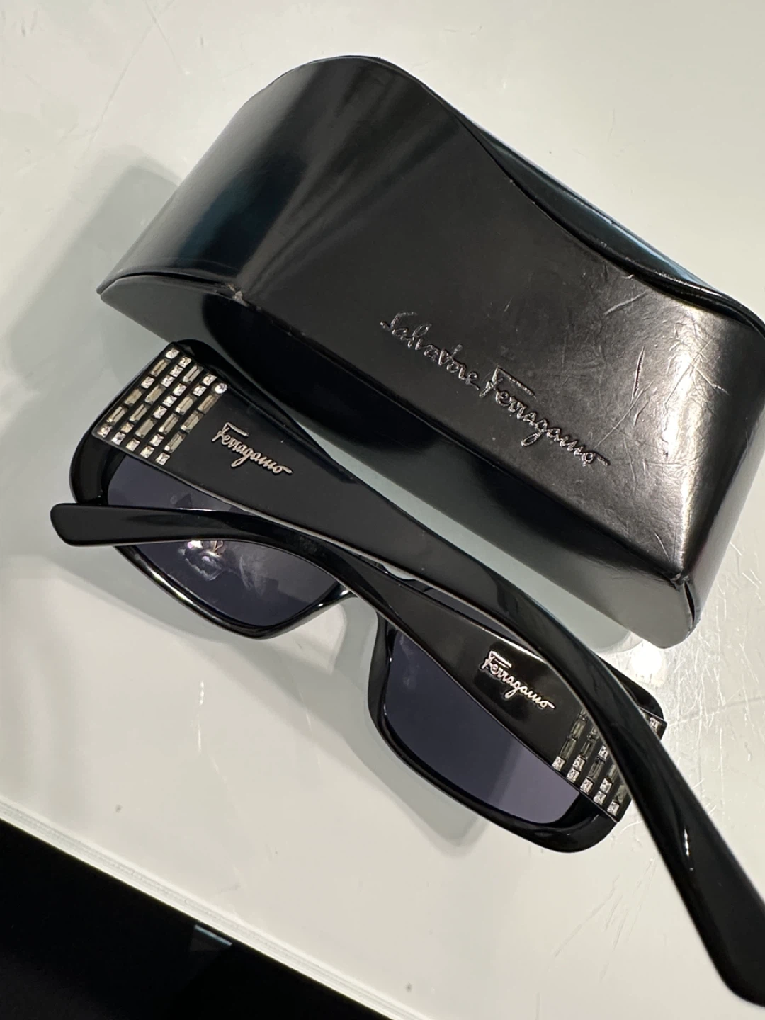 Salvatore Ferragamo Black Embellished Sunglasses with Case - photo 3