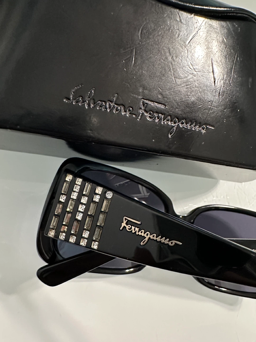 Salvatore Ferragamo Black Embellished Sunglasses with Case - photo 4