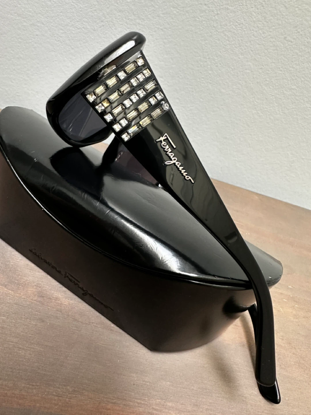Salvatore Ferragamo Black Embellished Sunglasses with Case - photo 5