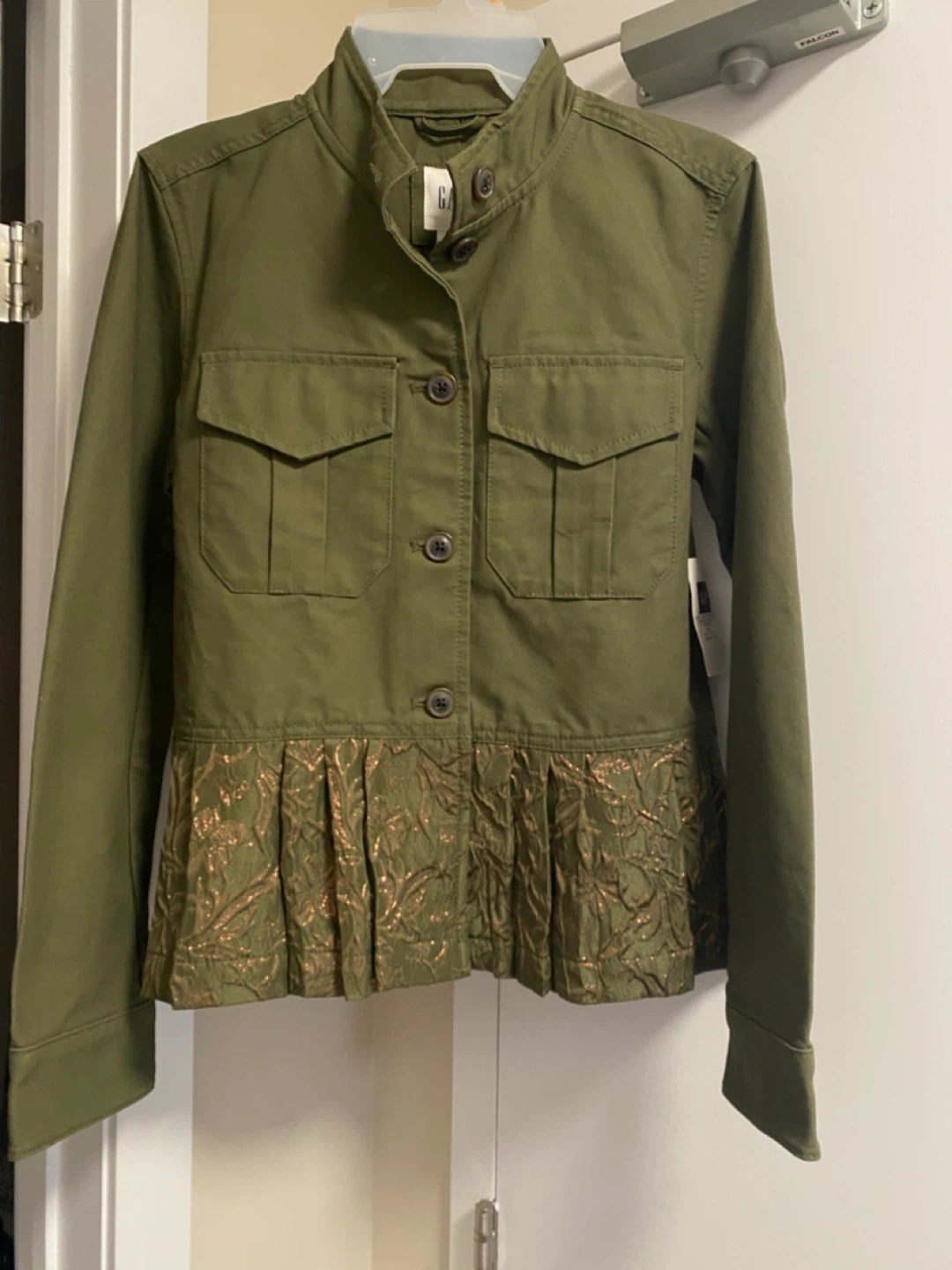 GAP Olive Green Jacket with Embellished Hem - Size Medium
