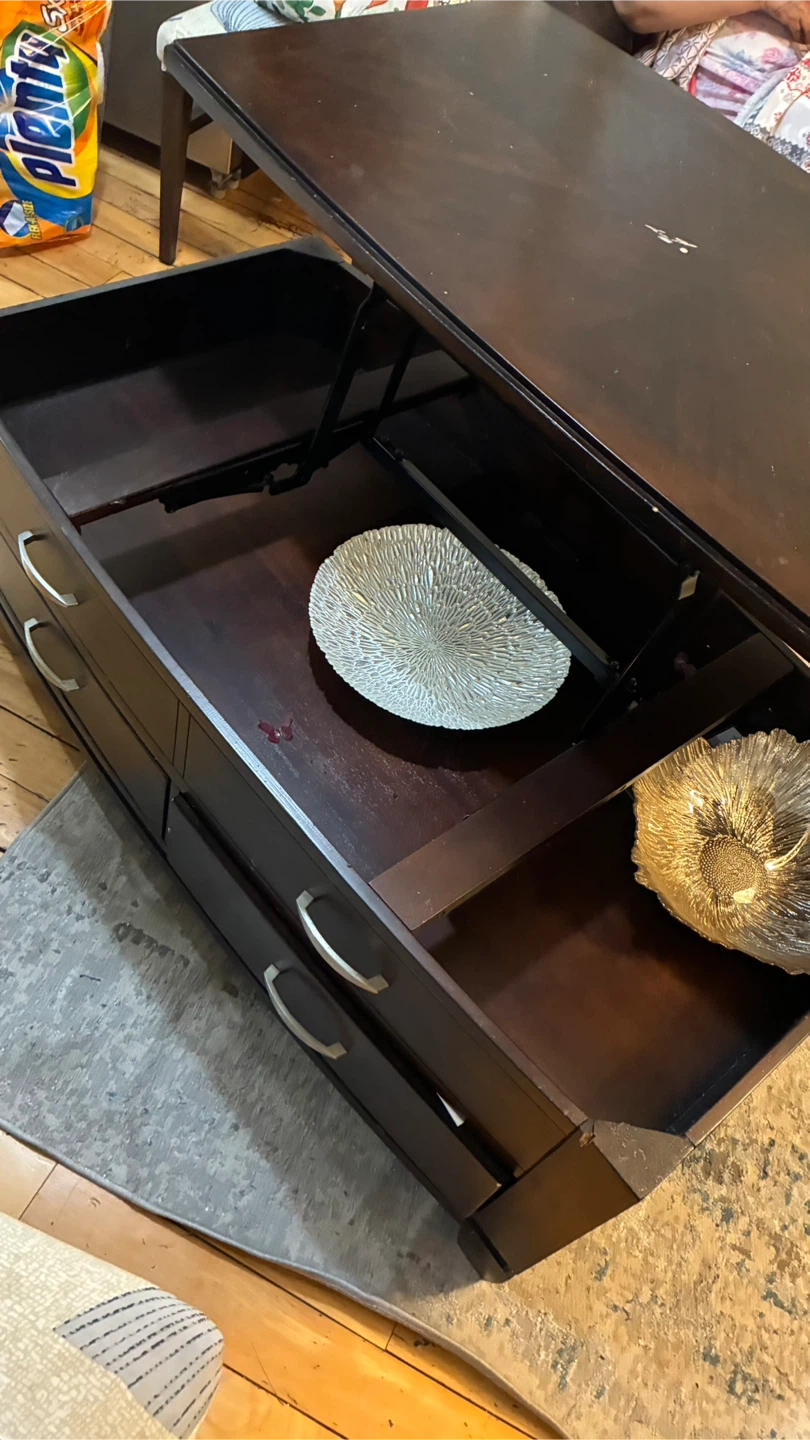 Dark Brown Lift-Top Coffee Table with Storage - photo 2