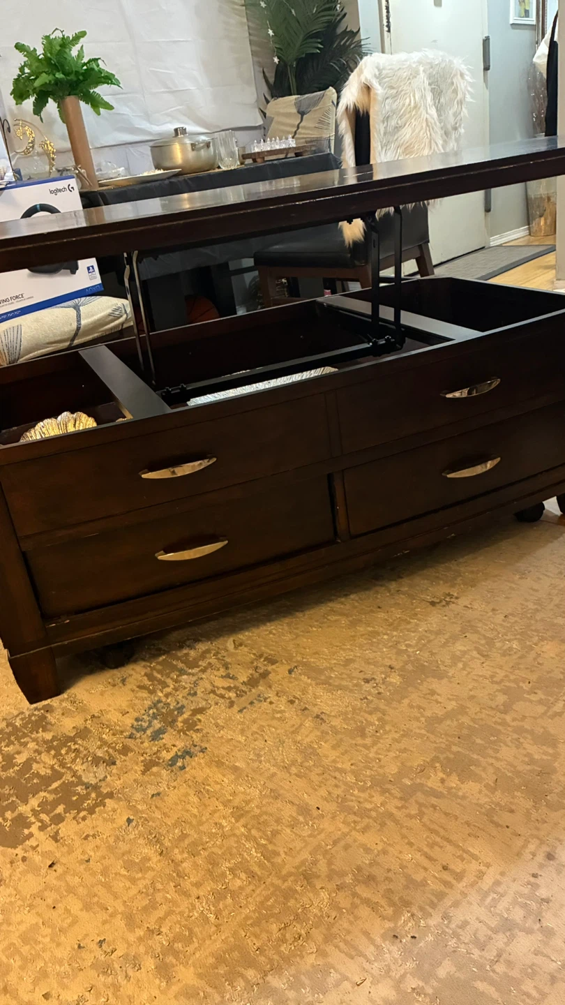 Dark Brown Lift-Top Coffee Table with Storage - photo 3