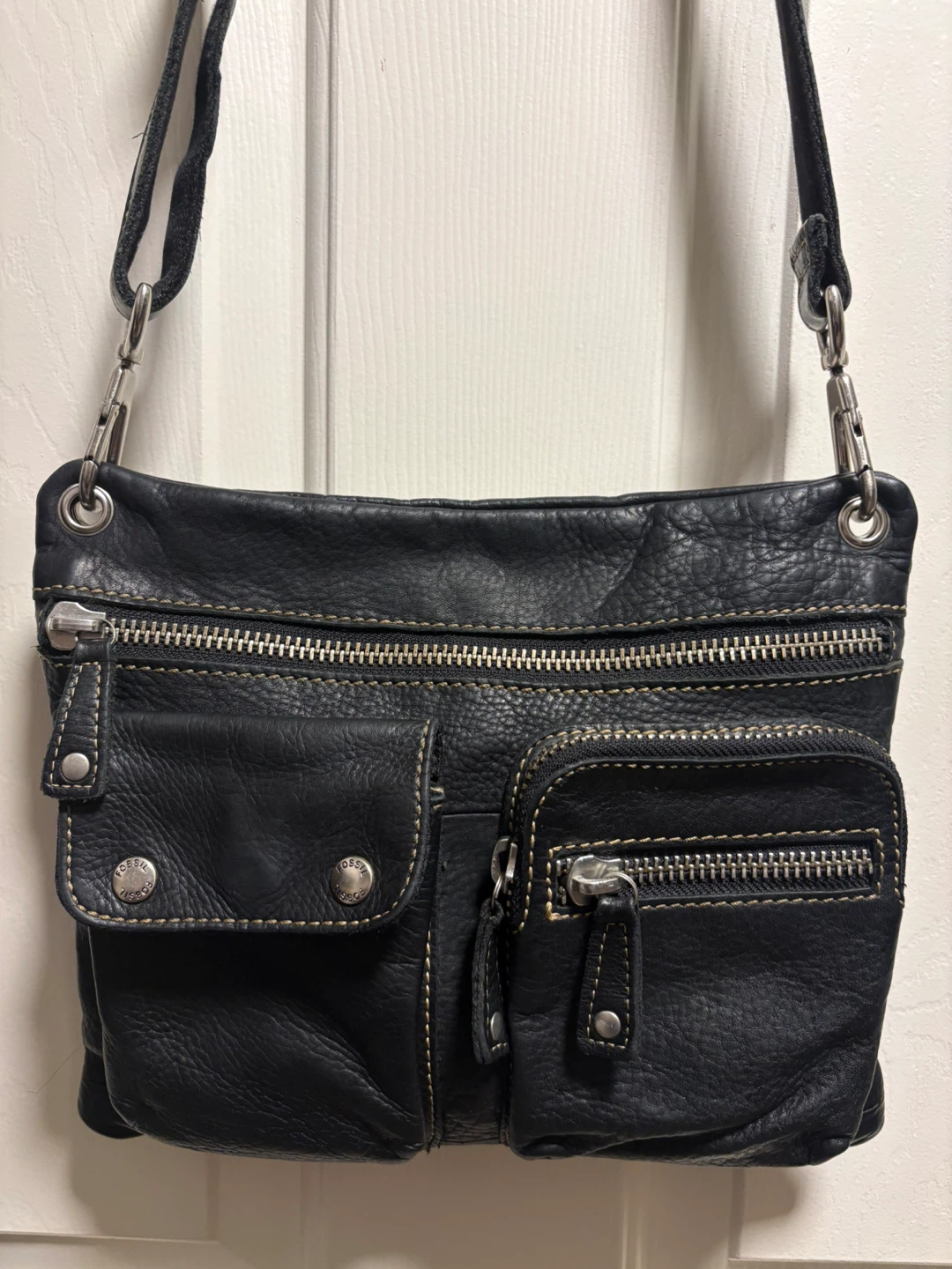 Fossil Black Leather Crossbody Bag
