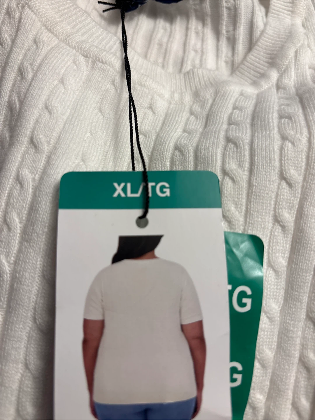 Tommy Hilfiger White Cable Knit Short Sleeve Sweater XL/TG - photo 3