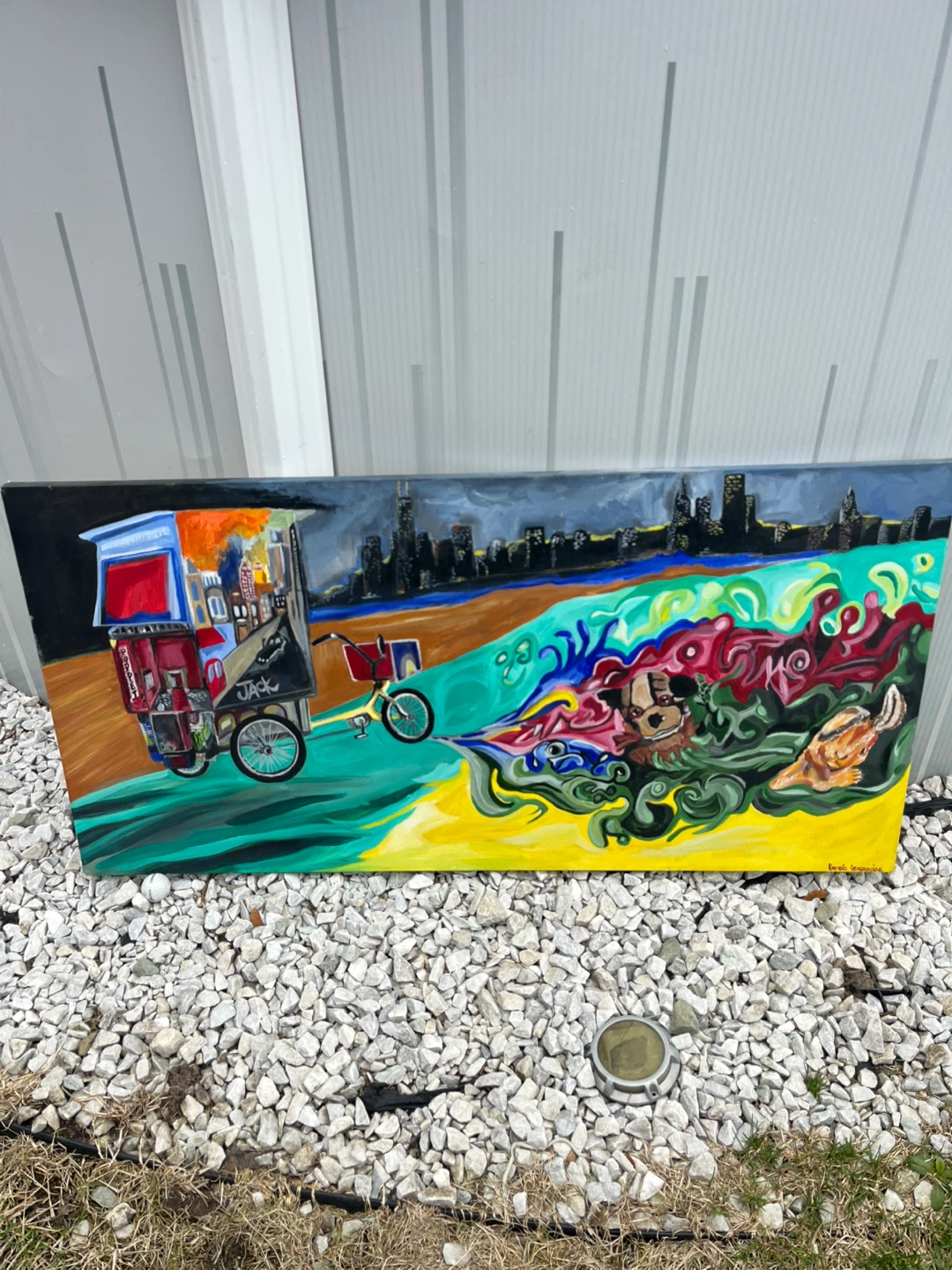 Original Acrylic Painting - "Jack" Cart & Figures