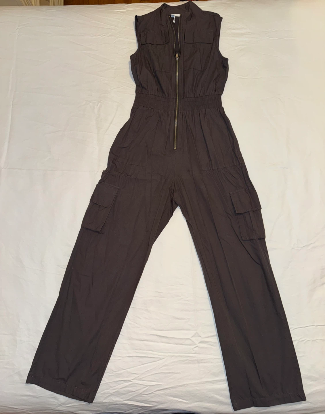 Sleeveless Utility Jumpsuit - Brown