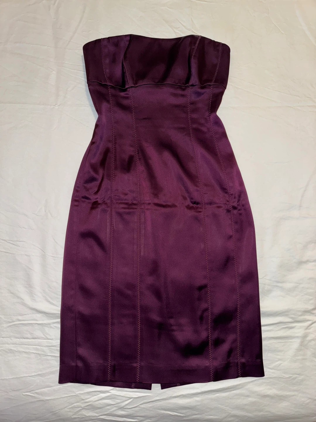 Purple Strapless Satin Dress