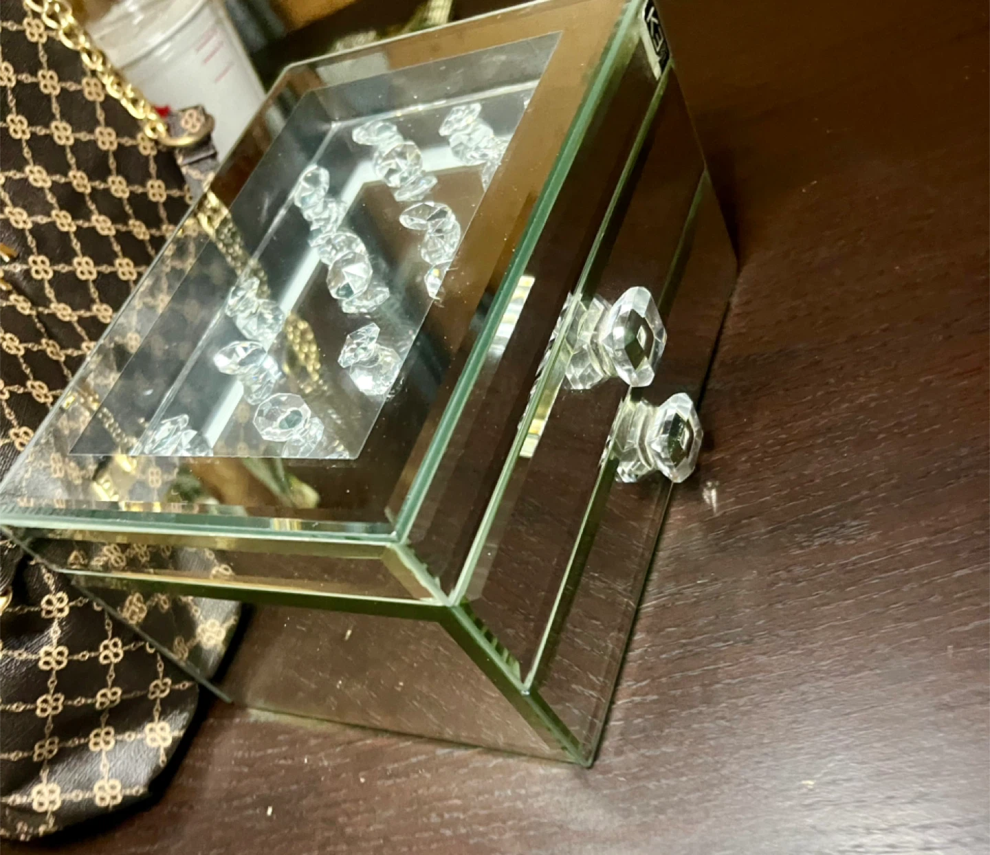 Boîte à bijoux Kasa Elements en verre et miroir