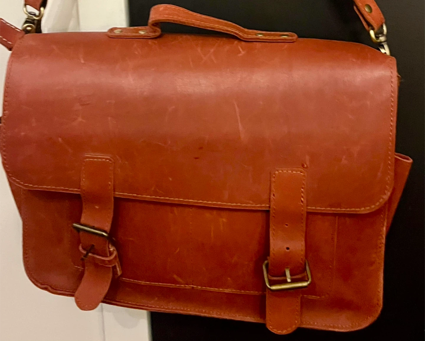 Sacoche en cuir brun pour ordinateur portable - photo 3