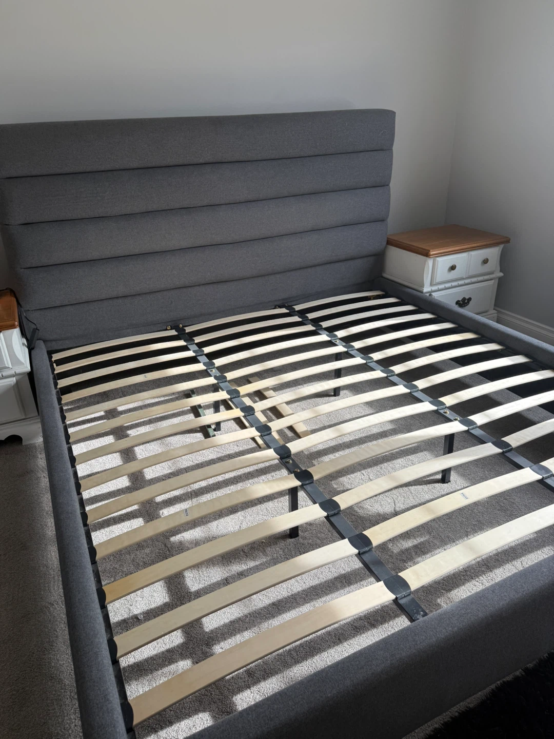 King size Grey Upholstered Bed Frame