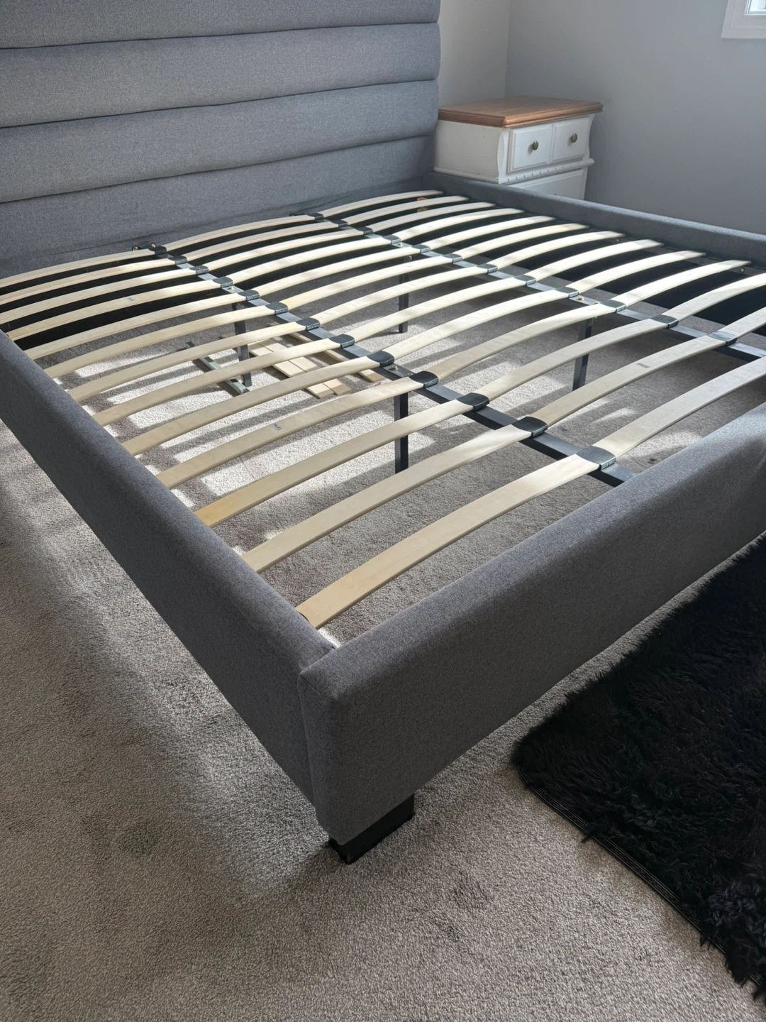 King size Grey Upholstered Bed Frame - photo 2