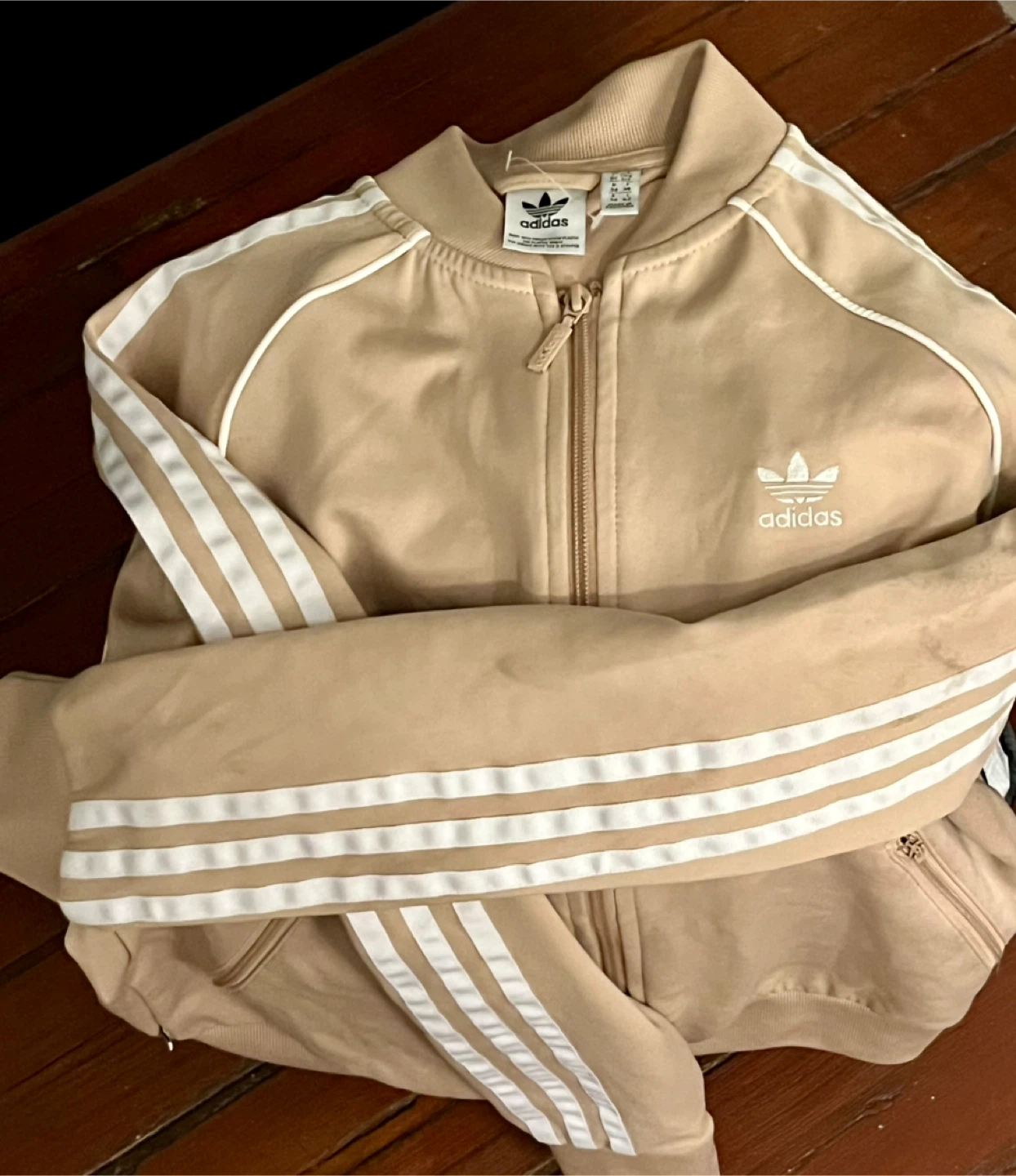 Veste Adidas beige style sportif pour femme, grandeur S