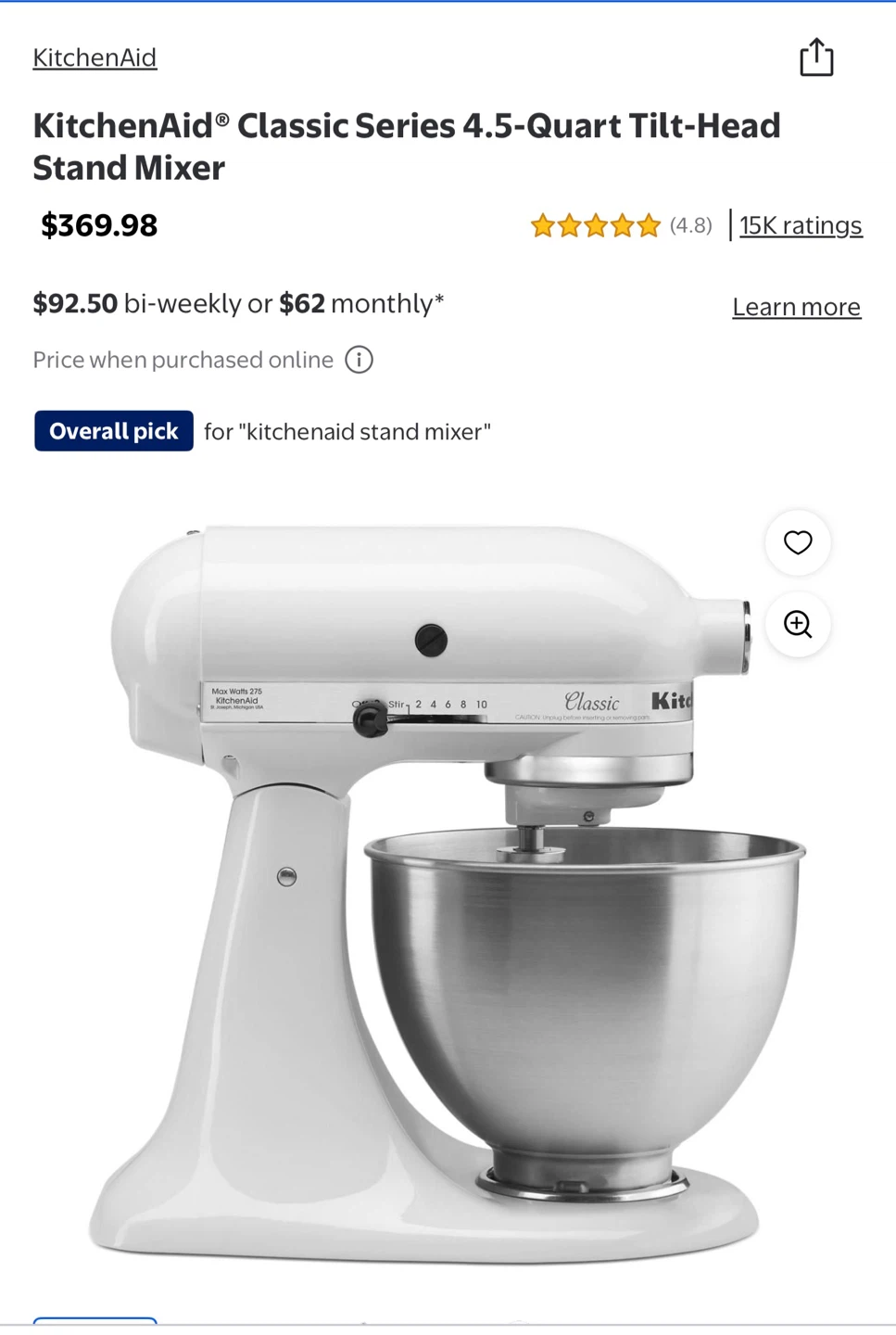 KitchenAid® Classic Series 4.5-Quart Tilt-Head Stand Mixer