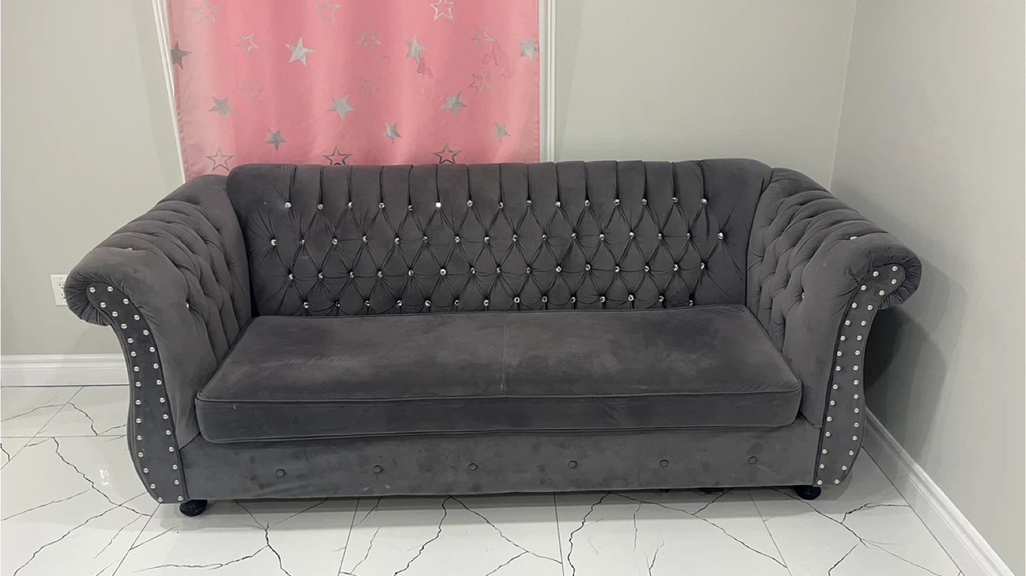 Dark Grey Tufted Chesterfield Sofa