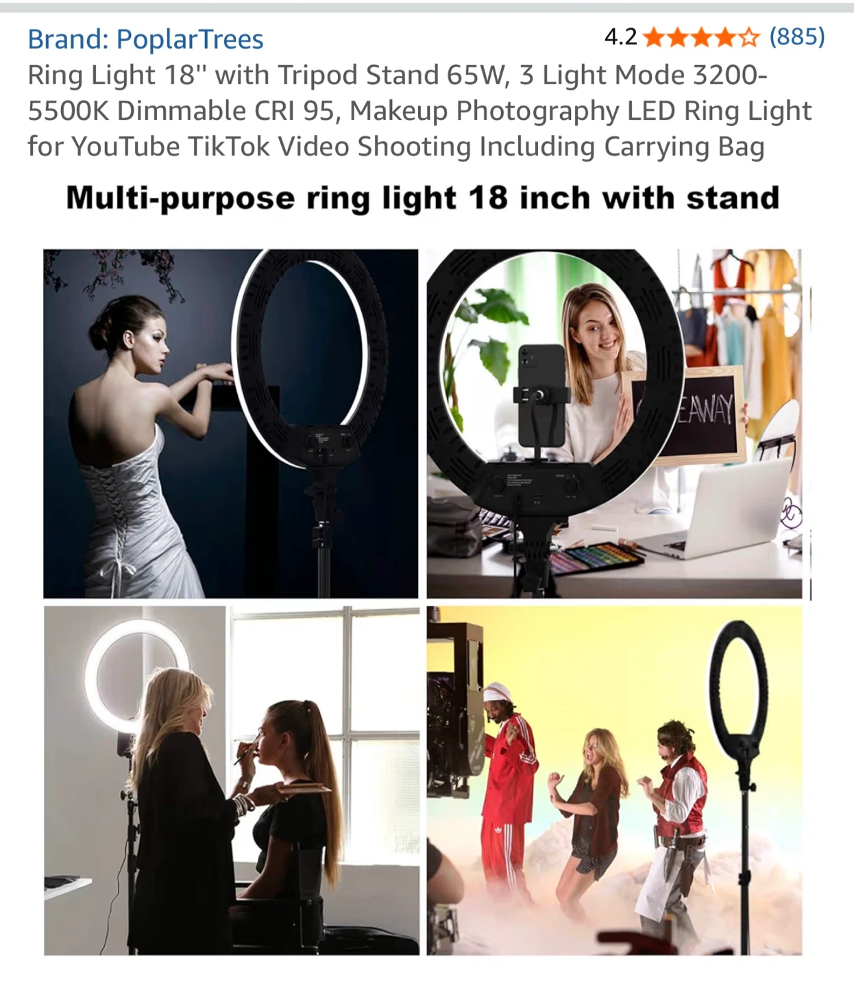PoplarTrees 18" Ring Light with Tripod Stand - photo 4