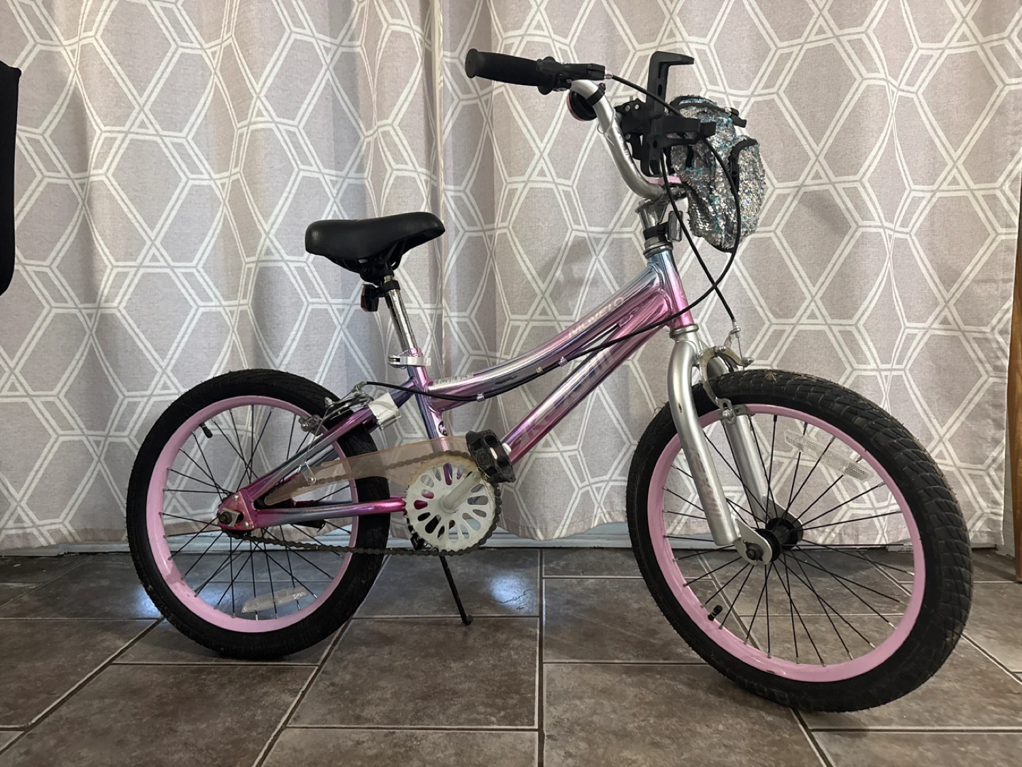 Girls Pink BMX Bike with Handlebar Bag