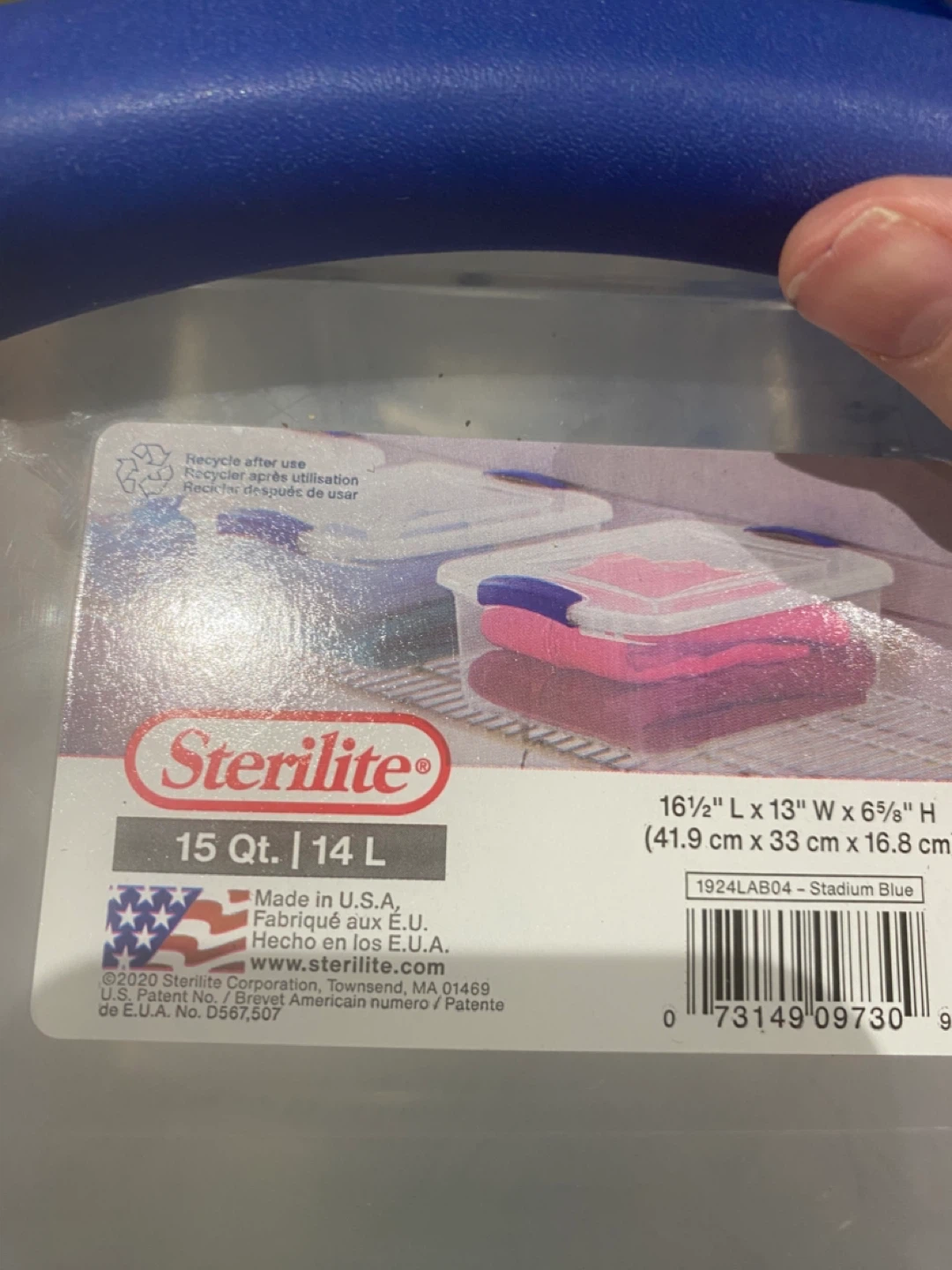 Sterilite 15 Qt Storage Container - Stadium Blue