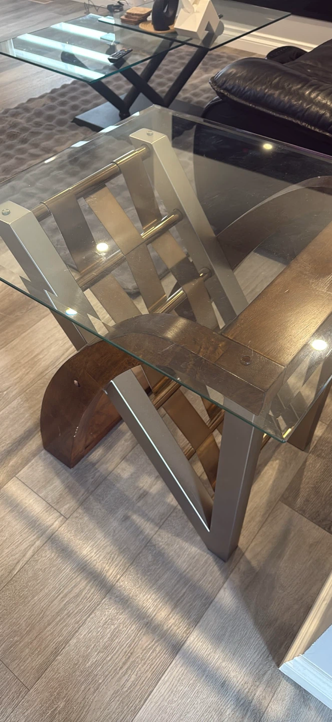 Glass and Wood End Table - photo 3