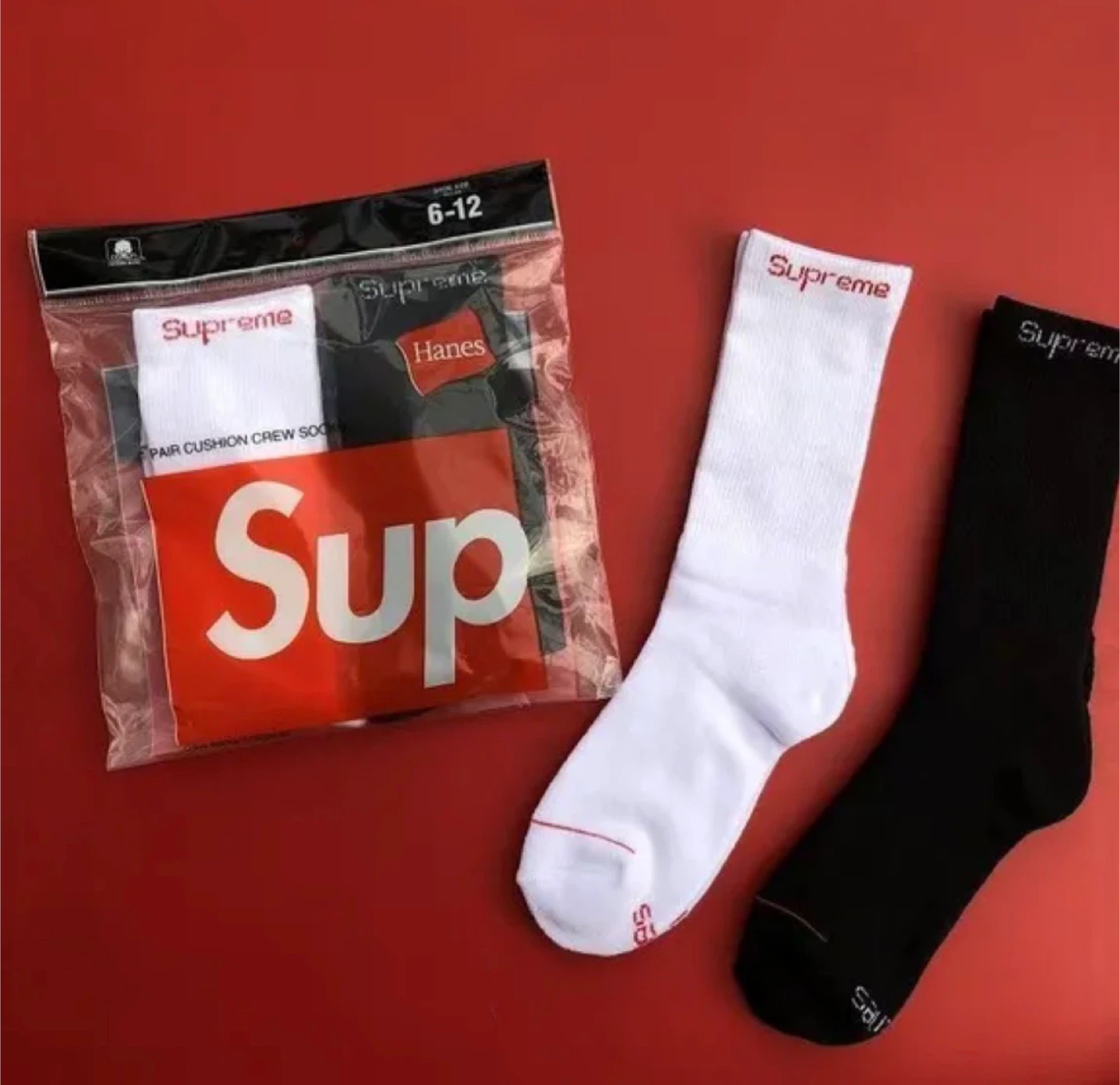 Supreme Socks - White and Black (Size 6-12)